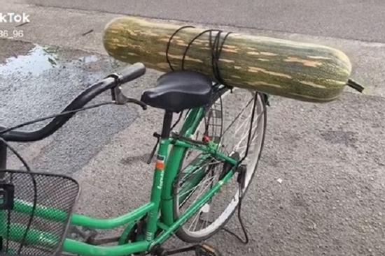 'Hú hồn' khi thấy chàng trai chở thứ nhìn như quả bom sau xe đạp