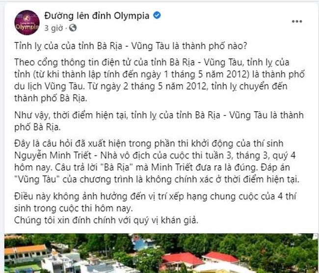 Đường Lên Đỉnh Olympia lại sai kiến thức, 2 tuần đăng 3 bài xin lỗi-1
