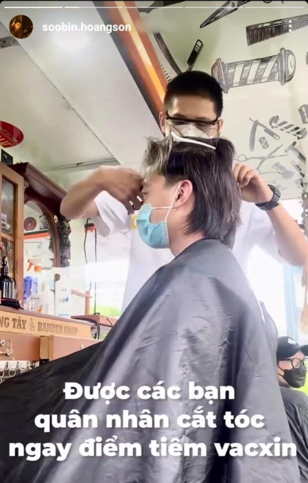 Soobin Hoàng Sơn đi tiêm vaccine lại được quân nhân cắt tóc miễn phí-1