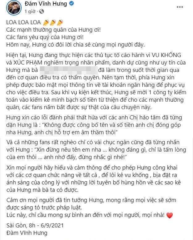 Đàm Vĩnh Hưng tuyên bố mời kiểm toán sao kê sau vụ kiện CEO-2