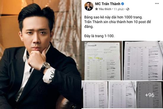 HOT: Trấn Thành công khai sao kê hơn 1.000 trang, CEO mất 50 tỷ?