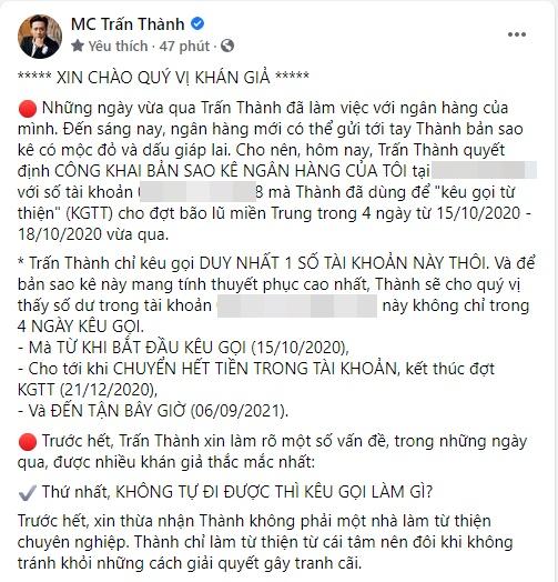 Fanpage 18 triệu follow sao Trấn Thành chỉ kêu gọi được hơn 9 tỷ?-3