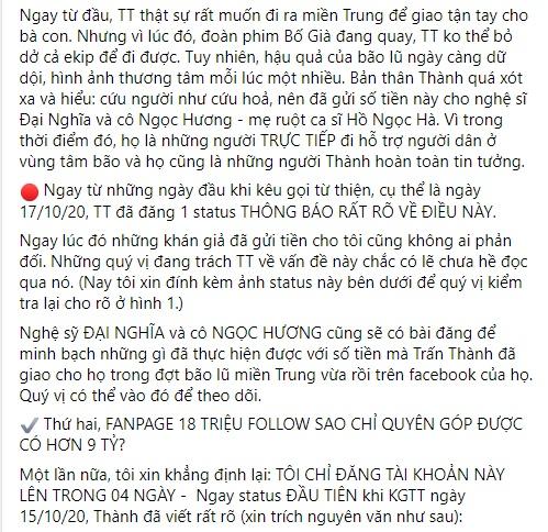 Fanpage 18 triệu follow sao Trấn Thành chỉ kêu gọi được hơn 9 tỷ?-4