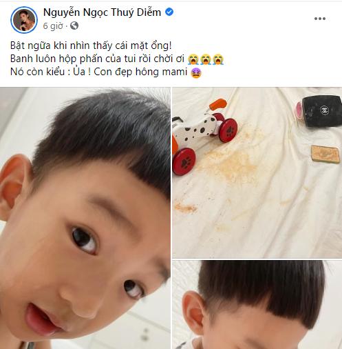 Thúy Diễm khóc thét vì con trai bôi trộm phấn của mẹ-1