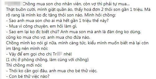 Chồng mua son tặng bé thử việc, mặc xác vợ tự đi mà chọn-1