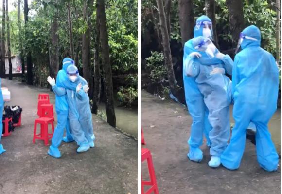 Bi hài chuyện nhân viên y tế lấy mẫu ca nào dương tính ca đó-1