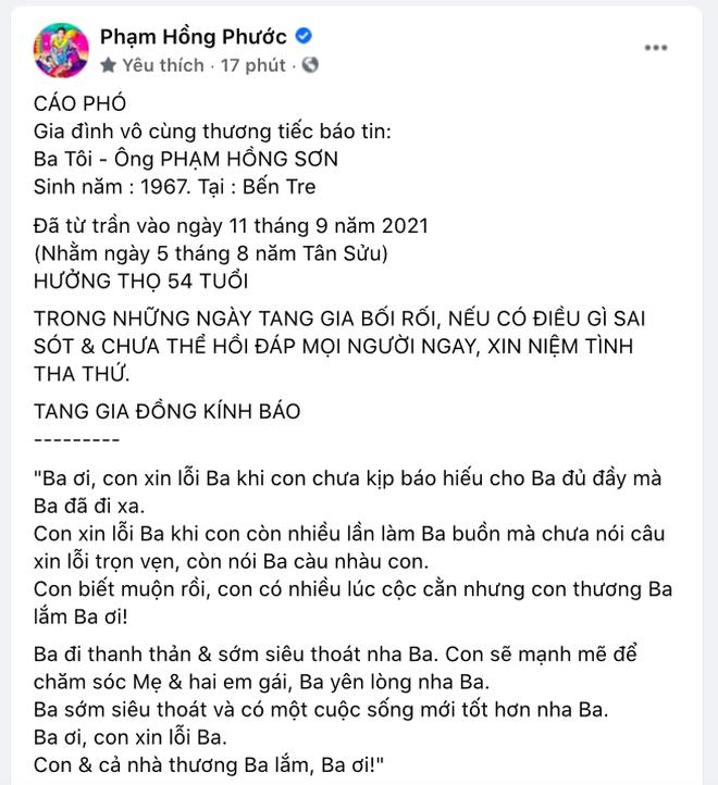 Bố của Phạm Hồng Phước đột ngột qua đời ở tuổi 54-1