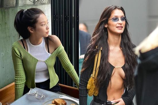 Jennie học Kendall Jenner mốt áo bung móc cài khoe ngực