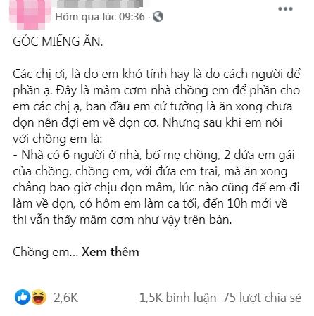 Nhà chồng phần cơm như mèo mửa, còn nhấn mạnh có ăn là may-1