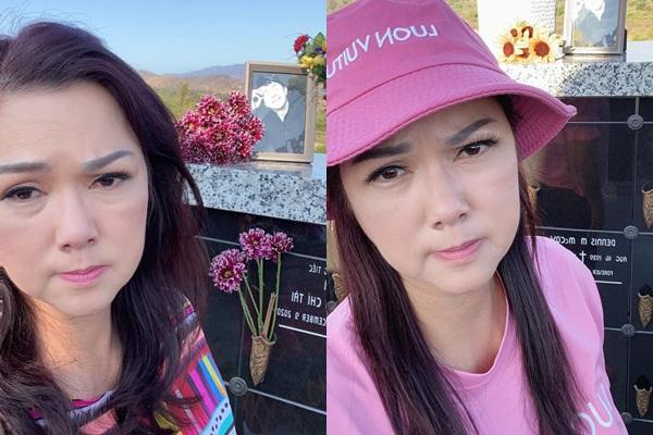 Bà xã đến giỗ Tổ thay cố NS Chí Tài, xin hoa lộc về tặng chồng-3