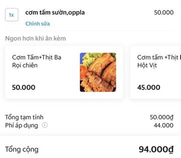 Mua suất cơm tấm 50.000 đồng, tốn 44.000 đồng tiền ship ở TP.HCM-1