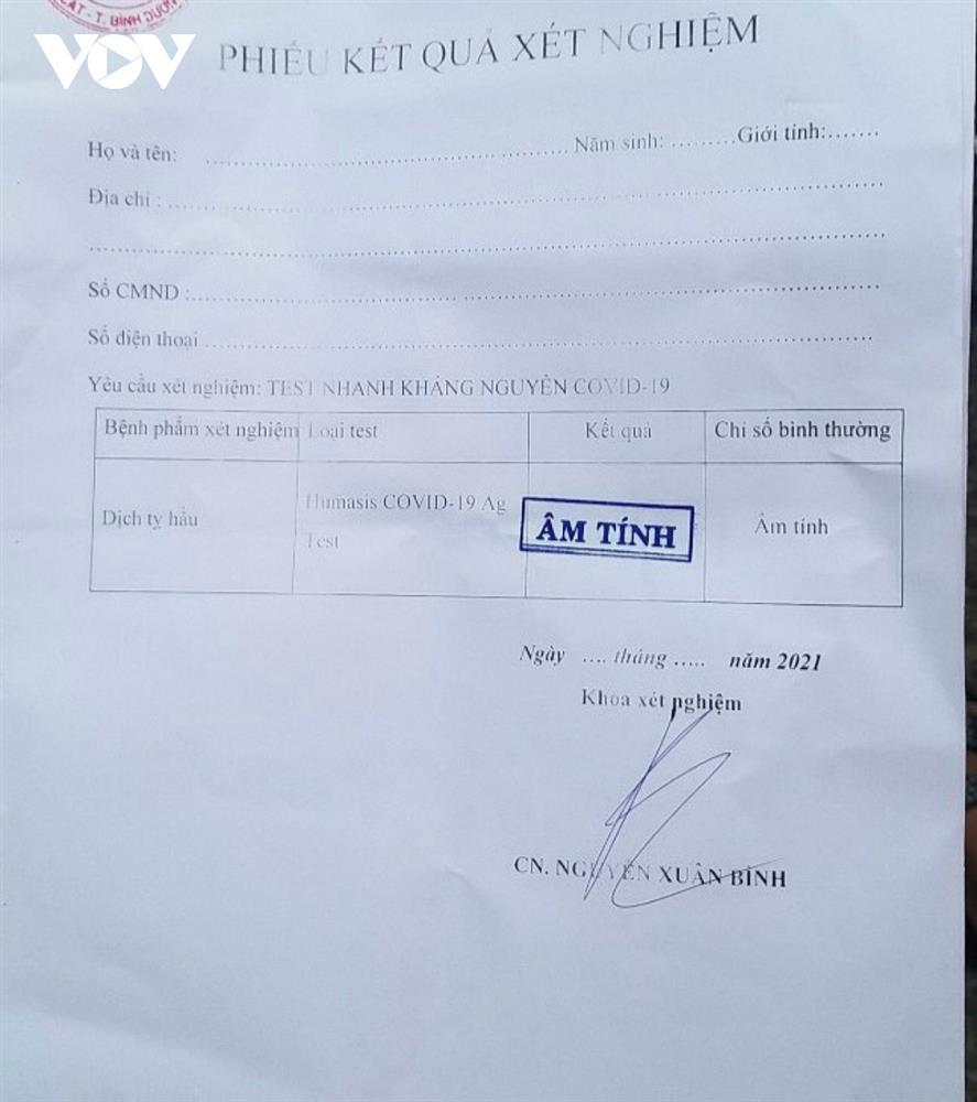 Bán 130 phiếu âm tính SARS-CoV-2 trống thông tin người xét nghiệm-1