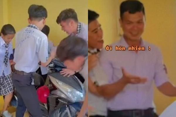 Bị đám học trò lôi xe máy vào lớp, thầy giáo phản ứng cute-1