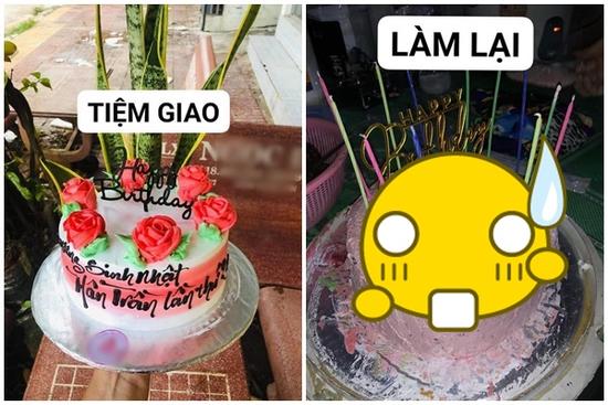 Cười ngã ngửa chiếc bánh sinh được phục chế sau khi té xe