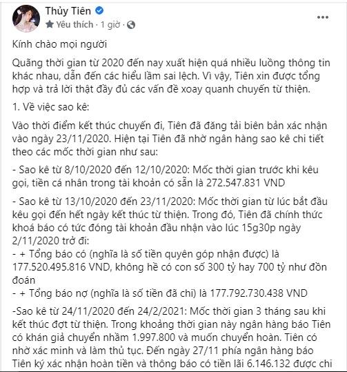 Thủy Tiên tung sao kê online, tuyên bố dừng kêu gọi từ thiện-3