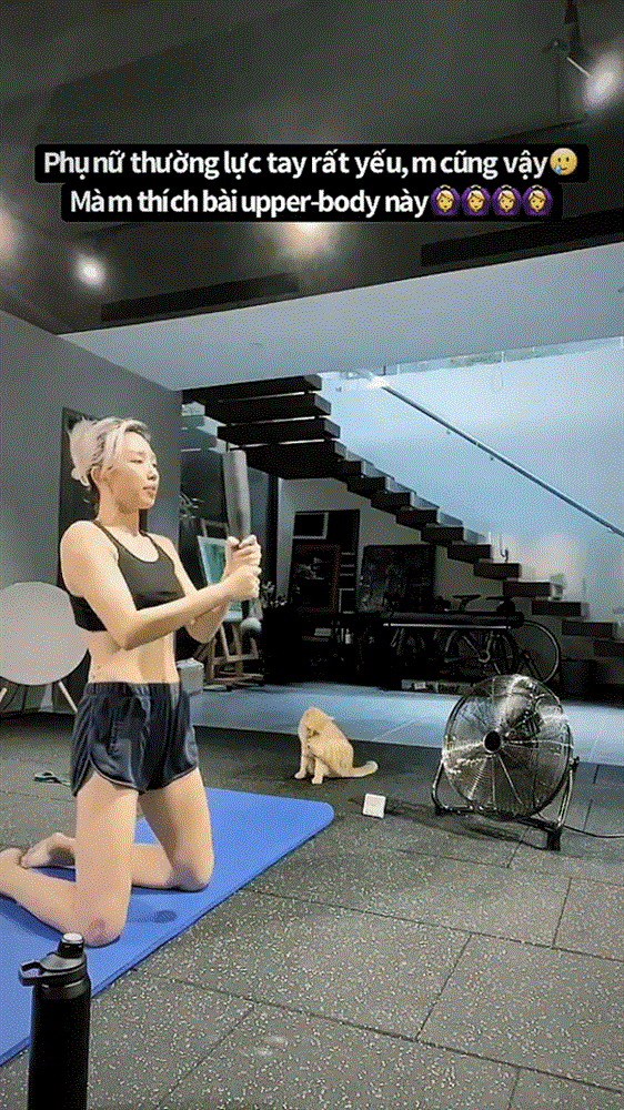 Tóc Tiên lộ vòng 1 như mẹ bỉm sữa khi tập gym tại gia-3