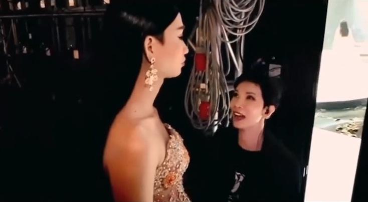 Chị đại làng mẫu bé như cái kẹo khi đứng cạnh Hải Triều-1