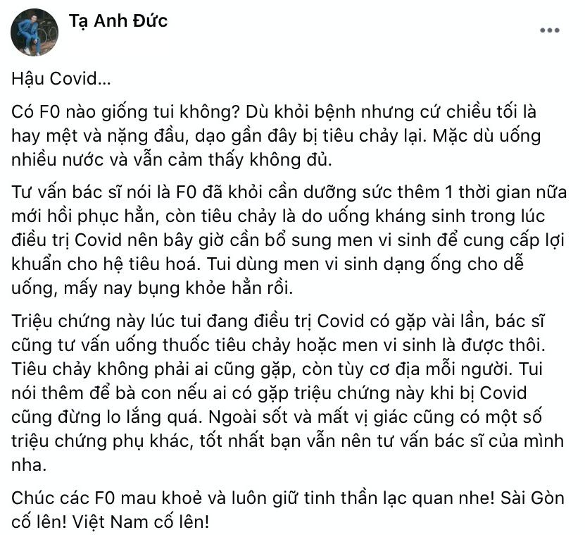 Anh Đức sau khi tự chữa khỏi Covid: Hay mệt, đau đầu, bị tiêu chảy-3