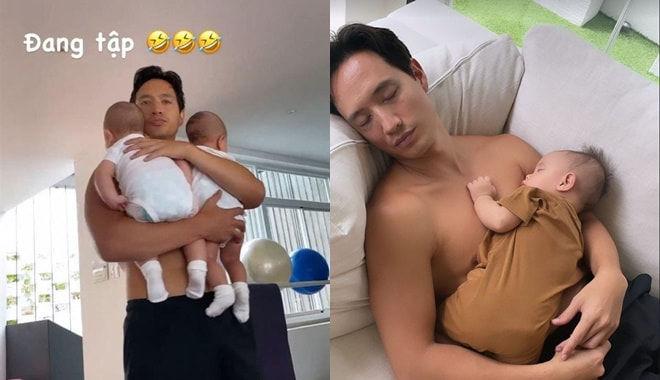 Kim Lý - Cường Đô La trông con: Người kín đáo, người thiếu vải-9