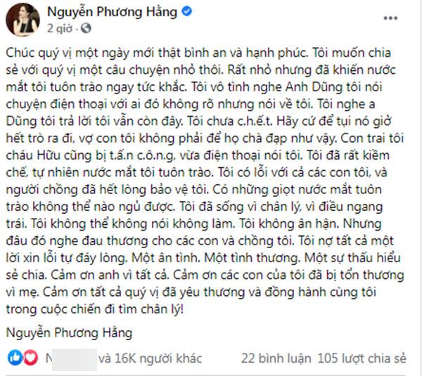 Bà Phương Hằng viết tâm thư xin lỗi, dân mạng vào hóng lý do-2