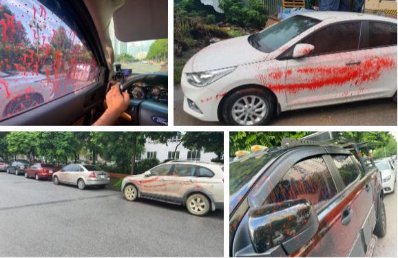 Hà Nội: Hàng loạt xe ô tô bị tạt sơn đỏ trong Khu đô thị Trung Văn-1