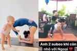 Mẹ Hà Hồ tập yoga, khoe body tuổi 64 bên 2 cháu Leon Subeo
