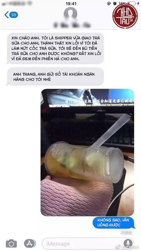 Shipper làm nứt cốc trà sữa, khách gửi một bức ảnh cực ngầu-1