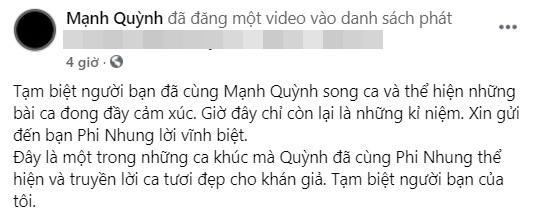 4 câu thơ gói trọn nỗi lòng Mạnh Quỳnh khi Phi Nhung không còn-2