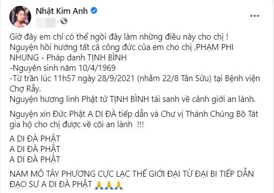 Nhật Kim Anh đáp trả lời mắng khoe tiền phúng điếu Phi Nhung