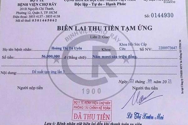 Làm giả biên lai Bệnh viện Chợ Rẫy lừa thu tiền tạm ứng viện phí-1