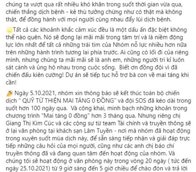 Nhóm Giang Kim Cúc thông báo đóng dự án Mai táng 0 đồng-1