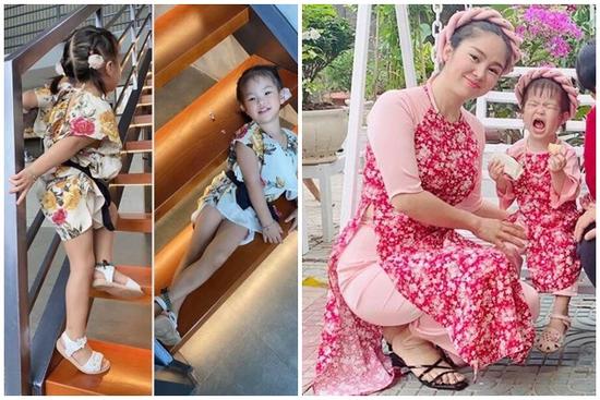 Lê Phương 'tiền đình' vì con gái biến áo của mẹ thành đủ kiểu váy