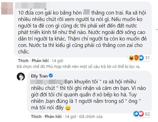 Phản đối đàn ông ép vợ sinh con trai, Elly Trần bị phản ứng