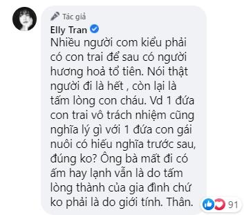 Phản đối đàn ông ép vợ sinh con trai, Elly Trần bị phản ứng-6