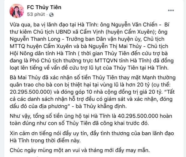 Hà Tĩnh xác nhận hơn 40 tỷ từ Thủy Tiên, so với sao kê có khớp?-1