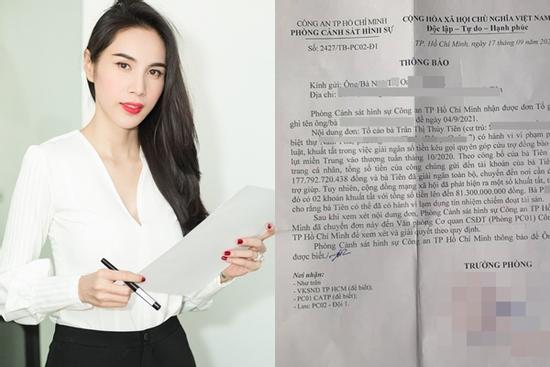 Xôn xao đơn tố giác Thủy Tiên được PC02 tiếp nhận