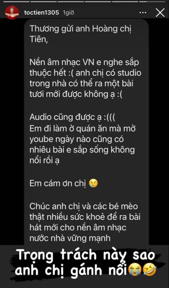 Bị rối rít giục ra bài mới, Tóc Tiên phản ứng làm fan vỡ mộng-3