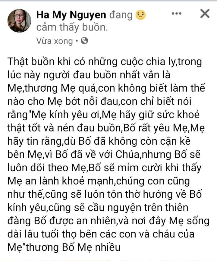 Nữ ca sĩ tự nhận vợ Hoài Linh nói lời vĩnh biệt bố chồng-2