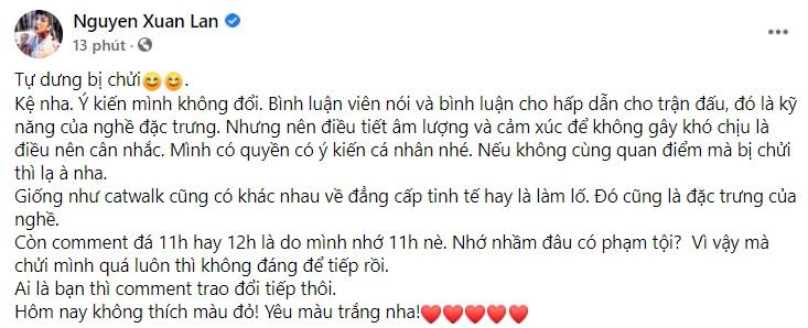 Xuân Lan ăn mắng no nê vì chê bình luận viên bóng đá-7