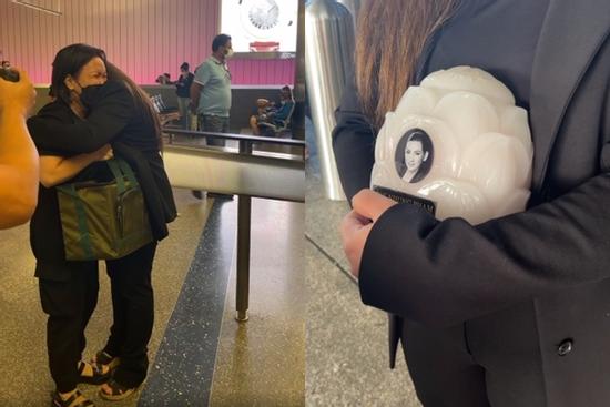 Việt Hương òa khóc trao tro cốt Phi Nhung cho con gái