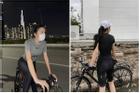 Hoa hậu Kỳ Duyên diện quần bó đạp xe kỳ dị, sự thật thì sao?