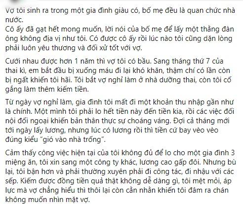 Về nhà thấy mâm cơm chỉ có rau luộc, chồng vội quỳ xuống-1