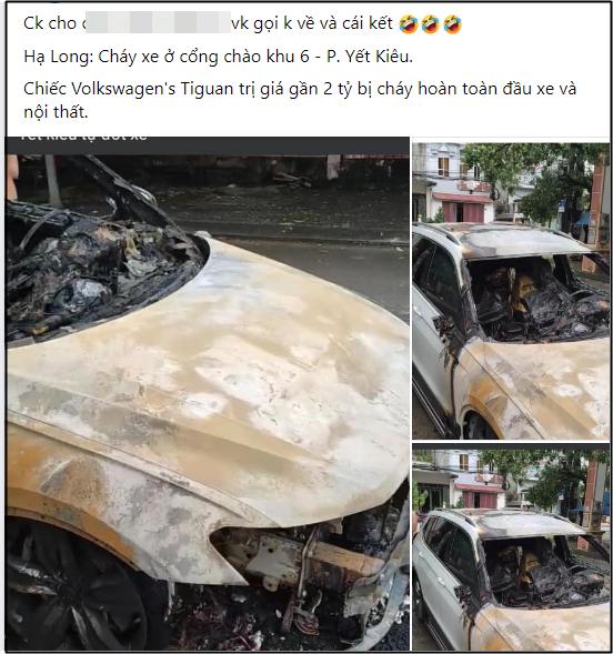 Ô tô 2 tỷ cháy rụi sau đánh ghen, vợ túm chồng chở em gái mưa-1