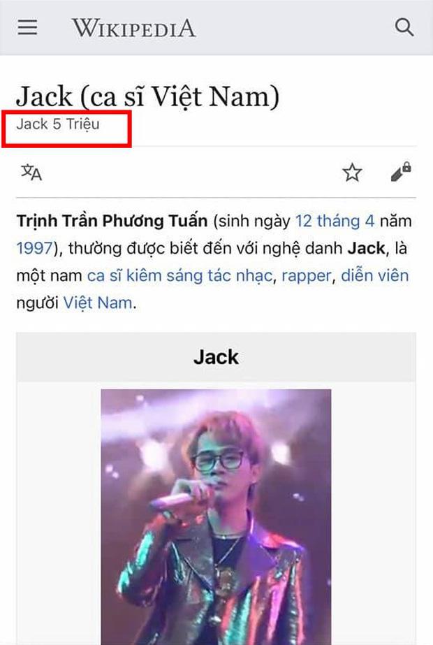 Jack bị đổi thành Rách 5 triệu trên Wikipedia, toàn nội dung nhạy cảm-3