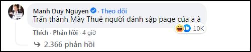 Bị đánh sập Facebook, Duy Mạnh chất vấn Trấn Thành, Thủy Tiên?-2