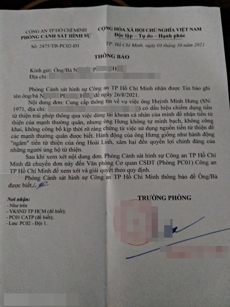 Nữ đại gia gửi đơn tố cáo Đàm Vĩnh Hưng đã chuyển PC01-1