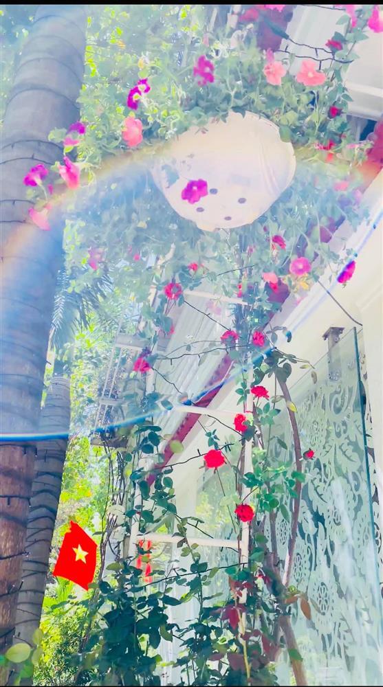 Vy Oanh khoe cận cảnh biệt thự ngập sắc hoa chồng tặng-11