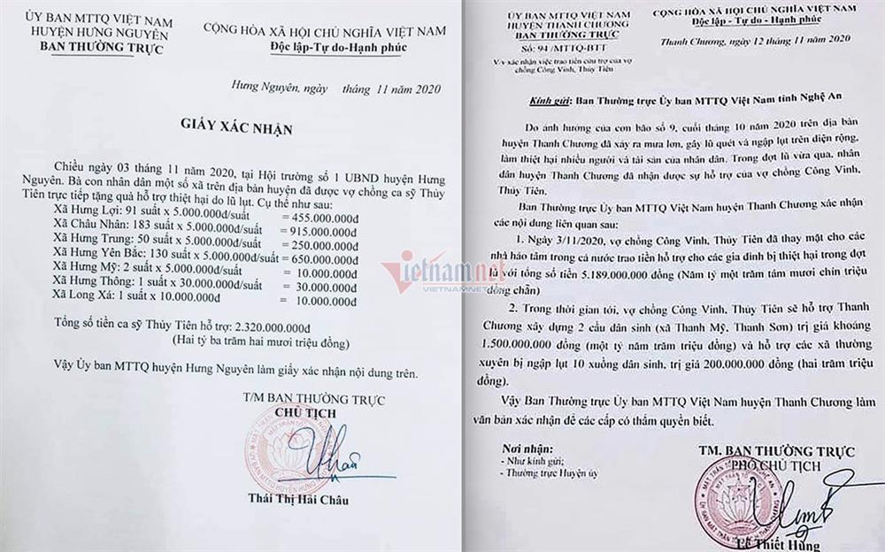 Huyện Thanh Chương báo tiền Thủy Tiên từ thiện ít hơn xác nhận 2020-1