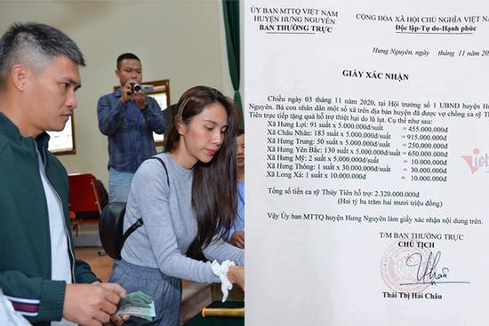 Huyện Thanh Chương báo tiền Thủy Tiên từ thiện ít hơn xác nhận 2020