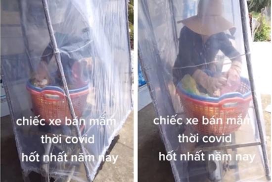 MXH cười ngã ngửa với cô bán mắm và chiếc xe chống Covid